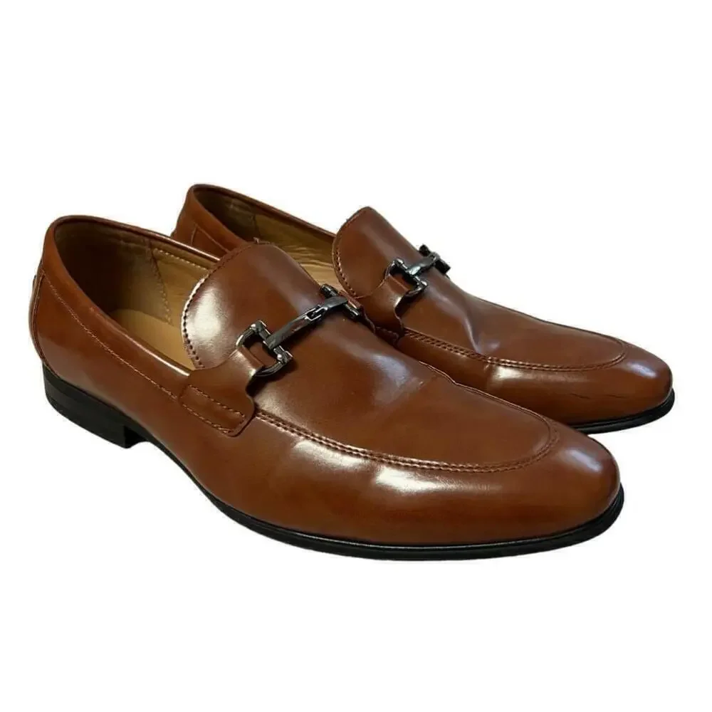 ALFANI Men's Brown Otis Bit Slip-On Loafers with Buckle Size 10 M
